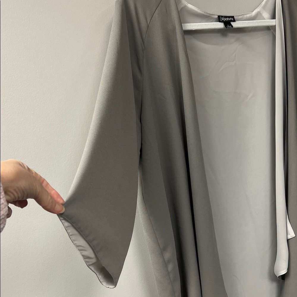 Relativity Light Gray Open-Front Draped Blazer Ja… - image 5